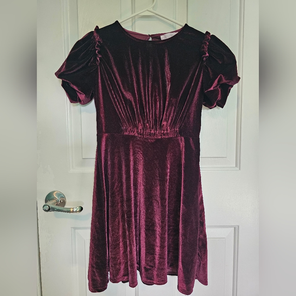 Zara Velour Maroon Kids Dress Size 13-14